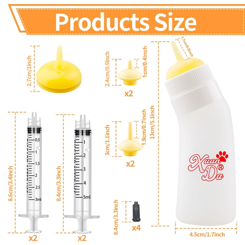 Xuanda Pet Feeding Nipple with Syringe, Soft Silicone Nursing Pet Feeding Bottle, Ventilation Valve Resistant Tearing for Puppies, Kittens, Rabbit, Small Wildlife (Yellow) - Image 2